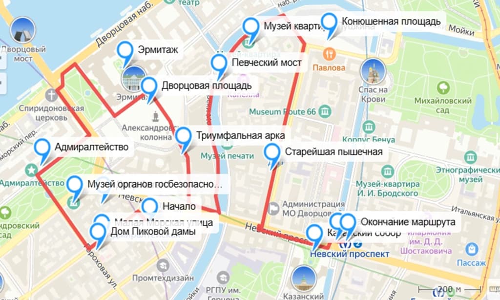 Карта маршрута прогулки